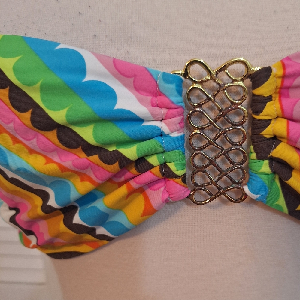 Trina Turk bandeau tropical bikini top sz small *k - Picture 2 of 7